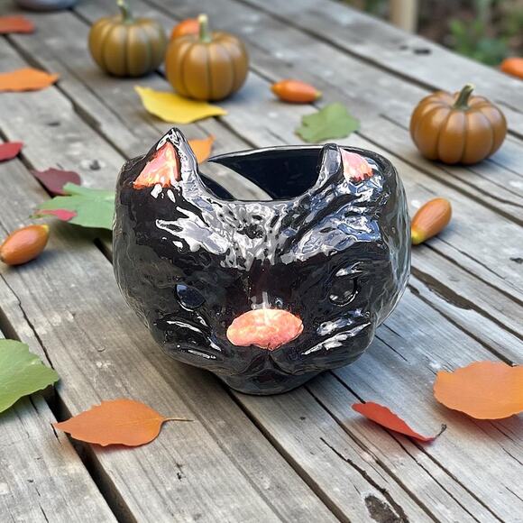 Black Cat Pottery Yarn Bowl/Tea Light or Candle Holder - Picture 10 of 16